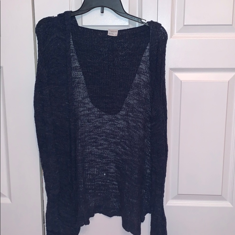 blue cardigan